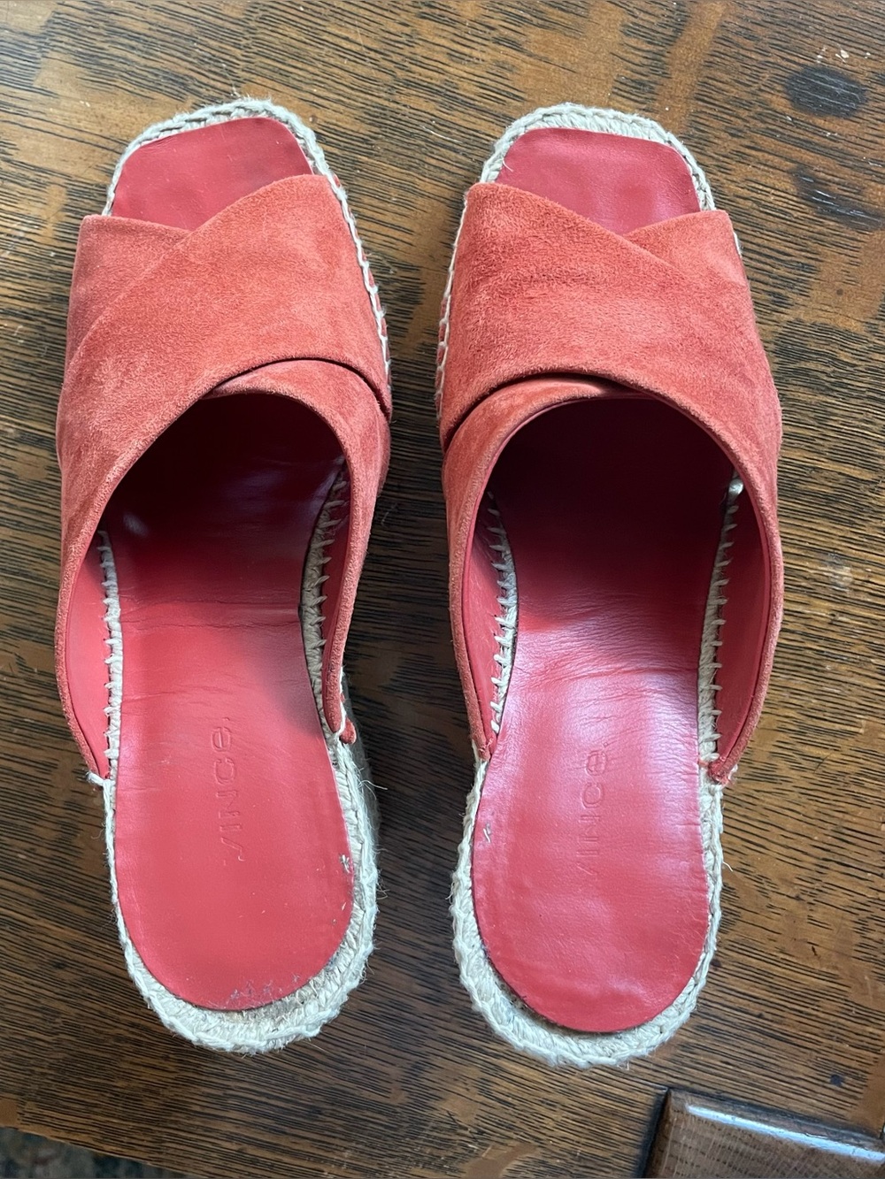 Vince Coral Suede Espadrille Slide Sandals